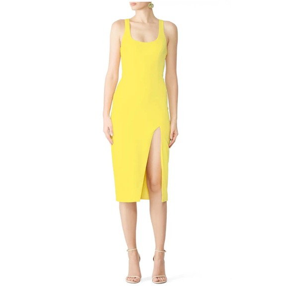 JAYGODFREY Dresses & Skirts - JayGodfrey Witherspoon Yellow Midi Dress Size 4 Front Split Sleeveless